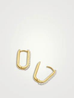 Small Pavé Ovate Hoop Earrings
