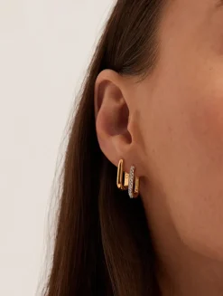 Small Pavé Ovate Hoop Earrings