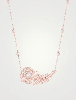Small Plume De Paon Gold Pendant Necklace With Diamonds