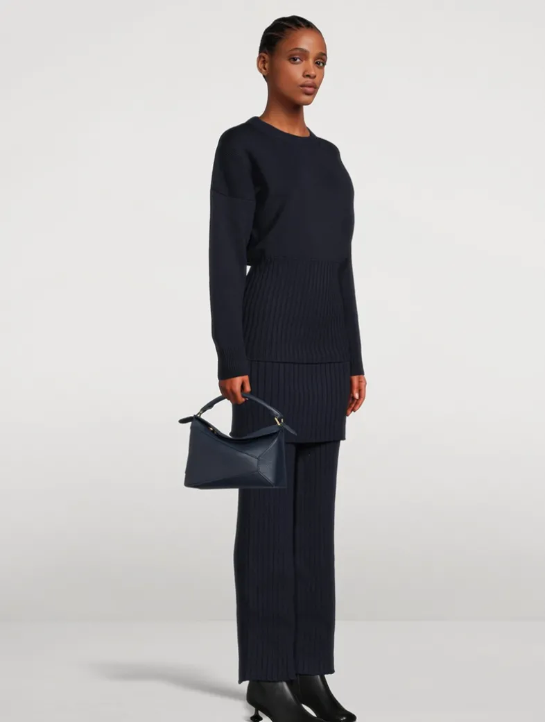 Small Puzzle Edge Leather Bag