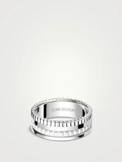 Small Quatre Double White Edition 18K White Gold Ring With White Hyceram