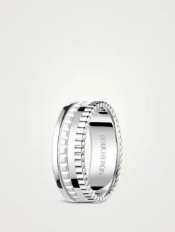 Small Quatre Double White Edition 18K White Gold Ring With White Hyceram
