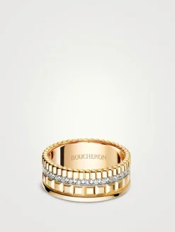 Small Radiant Edition Quatre Gold Ring With Diamonds