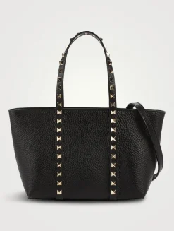 Small Rockstud Leather Tote Bag