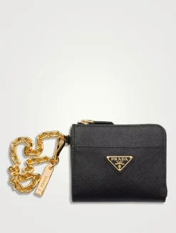 Small Saffiano Leather Zipper Wallet