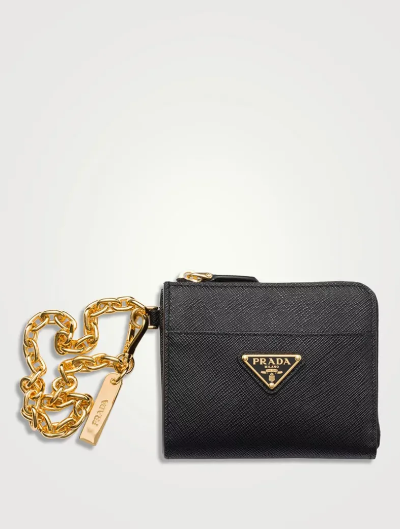 Small Saffiano Leather Zipper Wallet