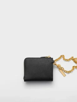 Small Saffiano Leather Zipper Wallet