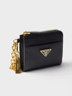 Small Saffiano Leather Zipper Wallet