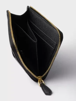 Small Saffiano Leather Zipper Wallet