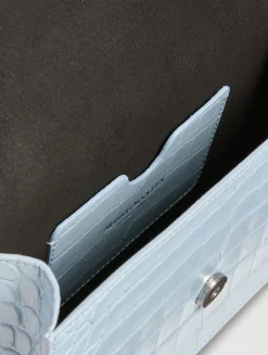 Small Skull Croc-Embossed Leather Chain Bag