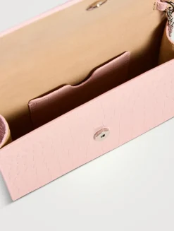 Small Skull Croc-Embossed Leather Crossbody Bag