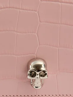 Small Skull Croc-Embossed Leather Crossbody Bag