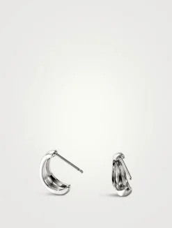 Small Surf Sterling Silver Hoop Earrings