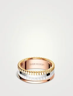 Small White Edition Quatre Gold Ring With White Ceramic