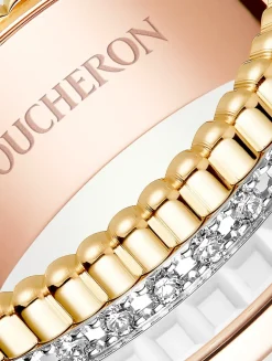 Small White Edition Quatre Gold Ring With White Ceramic And Diamonds