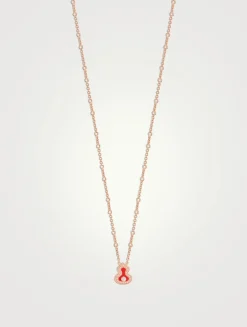 Small Wulu 18K Rose Gold Necklace Red Agate And Diamonds