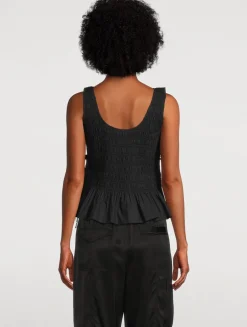 Smocked Side-Tie Blouse