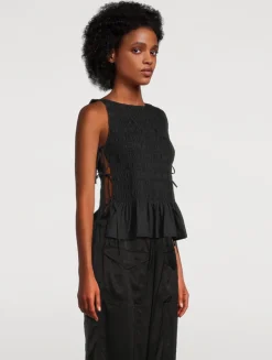 Smocked Side-Tie Blouse