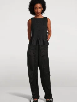 Smocked Side-Tie Blouse