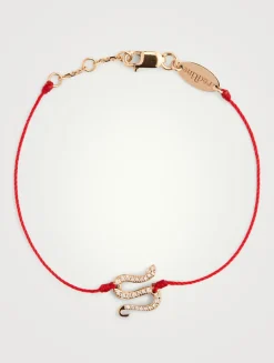 Sneaky Pavé 18K Rose Gold Snake String Bracelet With Diamonds