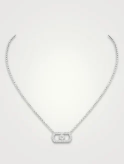 So Move 18K White Gold Pavé Necklace With Diamonds