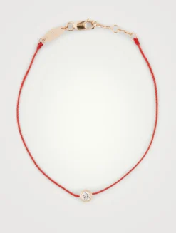 So Pure 18K Rose Gold String Bracelet With Diamond