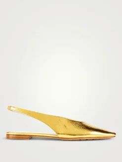 Sofia Metallic Leather Slingback Ballet Flats