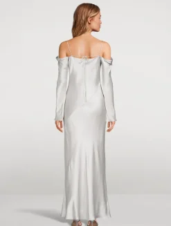 Sofia Off-The-Shoulder Satin Maxi Dress