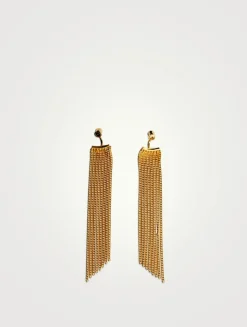 Solitaire Studs With Long Tassel Ear Jackets