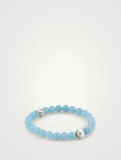 Soul Aquamarine Beaded Bracelet With Silver Star Charm
