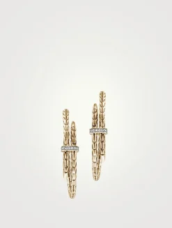 Spear 14K Gold Hoop Earrings With Pavé Diamonds