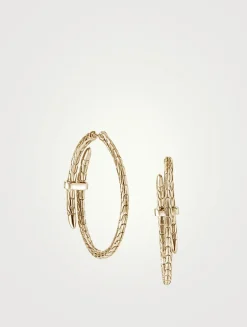 Spear 14K Gold Hoop Earrings With Pavé Diamonds