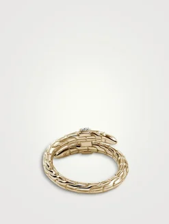 Spear 14K Gold Single Wrap Ring With Pavé Diamonds