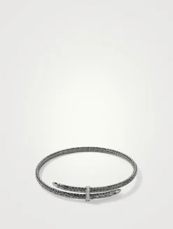 Spear Sterling Silver Flex Choker Necklace Pavé Diamonds