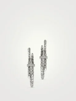 Spear Sterling Silver Hoop Earrings With Diamonds