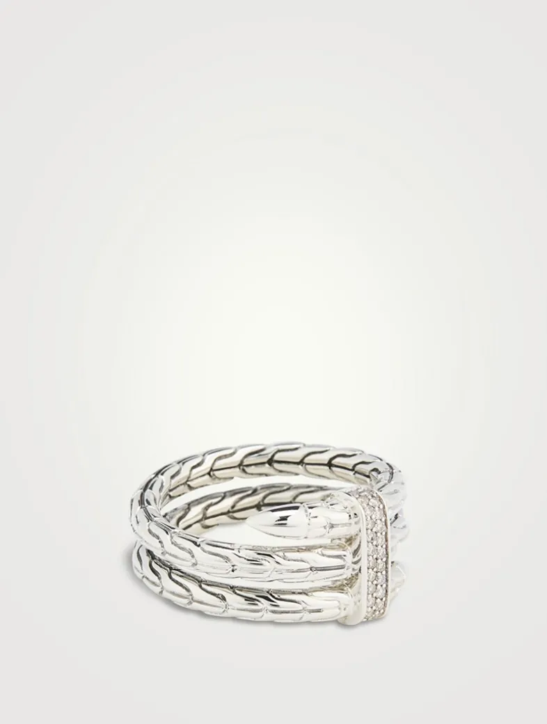 Spear Sterling Silver Ring With Diamonds