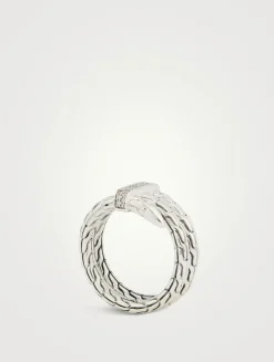 Spear Sterling Silver Ring With Diamonds