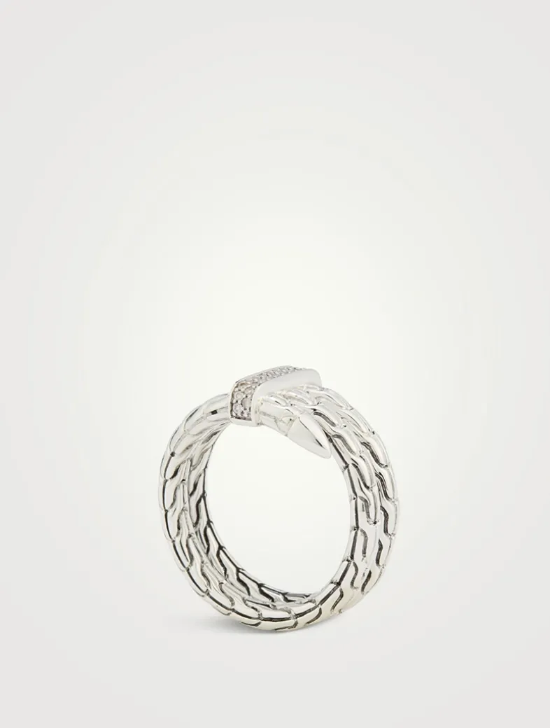 Spear Sterling Silver Ring With Diamonds