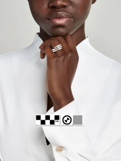 Spear Sterling Silver Ring With Diamonds