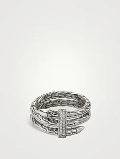 Spear Sterling Silver Ring With Diamonds