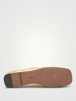 Square Metallic Leather Ballet Flats
