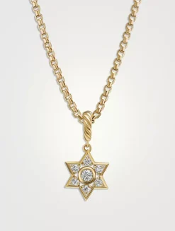 Star Of David Pendant In 18k Yellow Gold With Diamonds