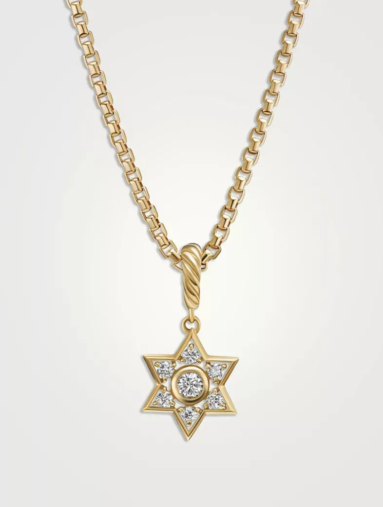 Star Of David Pendant In 18k Yellow Gold With Diamonds