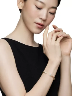 Starburst Cable Bracelet In 18k Yellow Gold With Diamonds, 3.5mm