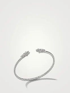 Starburst Cable Bracelet In Sterling Silver With Pavé Diamonds