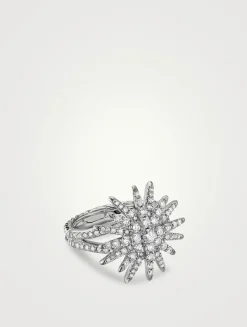 Starburst Ring In 18k White Gold With Full Pavé Diamonds