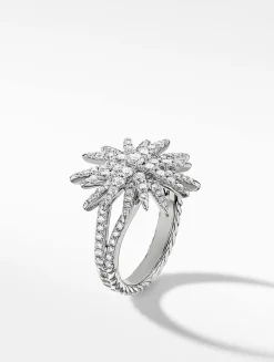 Starburst Ring In 18k White Gold With Full Pavé Diamonds