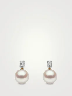 Starlight 18K Gold South Sea Pearl Earrings With Diamonds