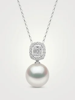 Starlight 18K White Gold South Sea Pearl Pendant With Diamonds