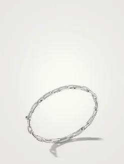 Stax Chain Link Bracelet In 18k White Gold With Pavé Diamonds